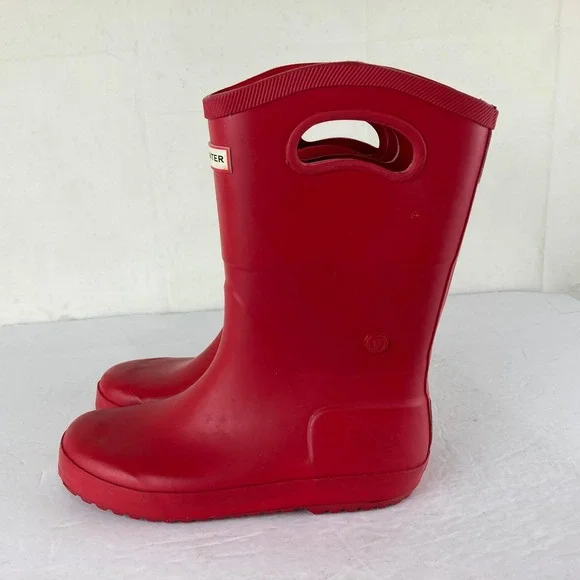 Hunter for Target Rain Boots Boys Girls Sz 3 Red Pull On Tall Waterproof - Picture 2 of 6